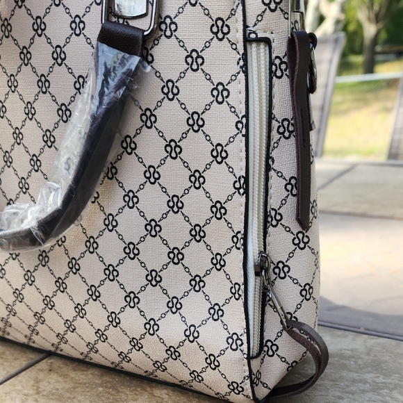 Elegant  Patterned White and Black Women's Bag Set - Picture 5 of 15